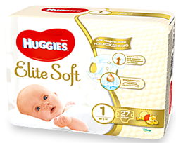 Huggies Elite Soft 1 (2-5 кг) 27 шт.