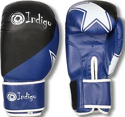 Перчатки для единоборств Indigo PS-505 (10 oz, черный/синий)
