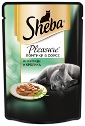 Sheba Pleasure ломтики в соусе из курицы и кролика (0.085 кг) 1 шт.