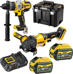 Дрель-шуруповерт DeWalt DCK2016T2T (шуруповерт, УШМ, кейс)