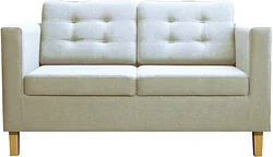 Прямой диван Brioli Дилли клетка Д двухместный (рогожка, J1 кремовый/светлые ножки)