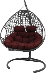 M-Group Для двоих Люкс 11510202 (коричневый ротанг/бордовая подушка)