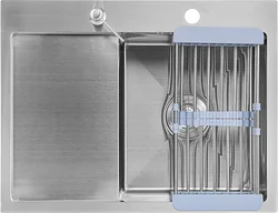 Кухонная мойка Saniteco 6550-R (с сифоном, дозатором и коландером)