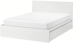 Ikea Мальм 200x180 (2 ящика, белый, без основания) 392.110.49