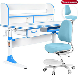 Anatomica Study-120 Lux + надстройка + органайзер + ящик со светло-голубым креслом Ragenta (белый/голубой)