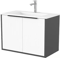 Тумба под умывальник Дабер 018 WeltWasser Deilbach 7517-70 Т18.7W.0.20Ч (белый древесный/серый/ручка черная)