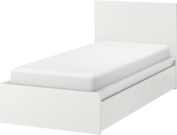 Ikea Мальм 200x90 (2 ящика, белый, Лурой) 692.109.96