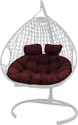 M-Group Для двоих Люкс 11510102 (белый ротанг/бордовая подушка)