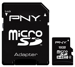 PNY microSDHC Class 4 16GB + SD adapter