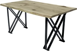 Кухонный стол Buro7 Призма 180 (с обзолом и сучками, дуб беленый/черный)