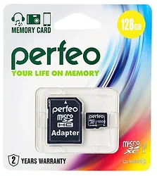 Карта памяти Perfeo microSDXC PF128GMCSX10U1A 128GB (с адаптером)