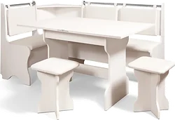 Обеденная группа Анмикс ЛДСП с кухонным уголком (бодега/кожзам ваниль)