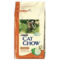 CAT CHOW (1.5 кг) Adult с курицей и индейкой