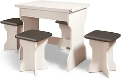 Обеденная группа Анмикс раскладной ЛДСП (бодега/кожзам коричневый)