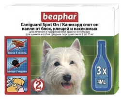 Beaphar капли от блох и клещей Caniguard Spot On для собак и щенков от 7 до 15 кг
