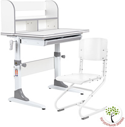 Anatomica Smart-10 Plus + стул + надстройка + выдвижной ящик со стулом Ergo Chair белый/белый (белый/серый)
