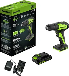 Дрель-шуруповерт Greenworks GD24DD35K2 3704007CUA