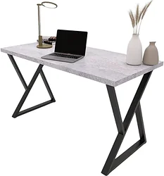 Стол для работы Домус СП014 136х66 (бетон светлый/металл черный)