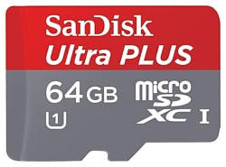 SanDisk Ultra PLUS microSDXC Class 10 UHS Class 1 80MB/s 64GB + SD adapter
