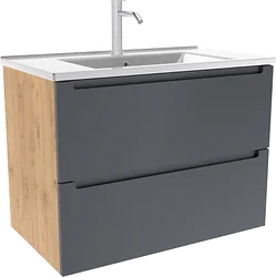 Тумба под умывальник ЗОВ  Дион 100 D100LHO0M7015MKV5-OL100 (графит матовый/дуб)