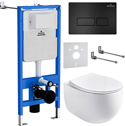 Унитаз Roxen Egg в комплекте с инсталляцией StounFix Slim 6 в 1 964195 (кнопка: черный матовый) Унитаз Roxen Egg в комплекте с инсталляцией StounFix Slim 6 в 1 964195 (кнопка: черный матовый)