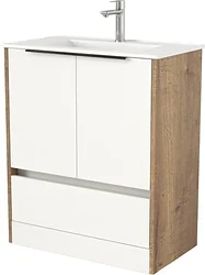 Тумба под умывальник Дабер 017 70 Т17.7.0.21Ч (дуб галифакс/белый/ручка черная)