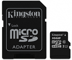 Kingston Canvas Select microSDHC Class 10 UHS-I U1 16GB + SD adapter (SDCS/16GB)