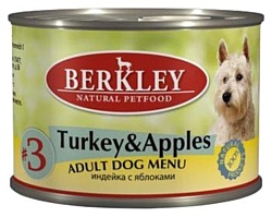 Berkley (0.2 кг) 6 шт. Паштет для собак #3 Индейка с яблоками