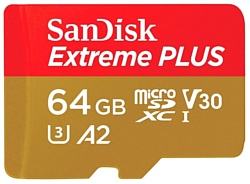 SanDisk Extreme PLUS microSDXC Class 10 UHS Class 3 V30 A2 170MB/s 64GB + SD adapter