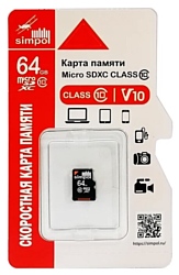 Simpol microSDXC Class 10 V10 64GB