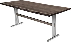 Кухонный стол Buro7 Двутавр 180 (с обзолом, дуб мореный/серебро)