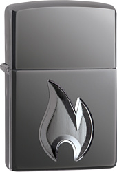 Zippo Armor High Polish Black Ice Flame Design 29928