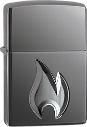 Зажигалка Zippo Armor High Polish Black Ice Flame Design 29928