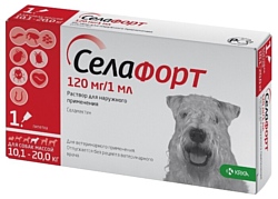 KRKA Селафорт Капли от блох, клещей и власоедов 120 мг для собак массой 10.1-20 кг