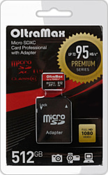 OltraMax Premium Series microSDXC 512GB OM512GCSDXC10UHS-1-PRU3 (с адаптером)