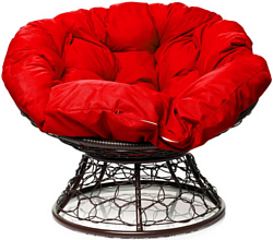 M-Group Папасан 12020206 (коричневый ротанг/красная подушка)