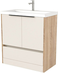 Тумба под умывальник Дабер 017 Тобага/Эридан 80 Т17.8Т.0.18Ч (бежевый/дуб бардолино/ручка черная)