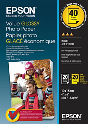 Epson Value Glossy Photo Paper 10х15 183 г/м2 2x20 листов C13S400044