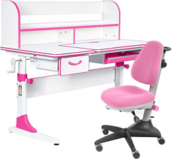 Anatomica Study-120 Lux + надстройка + органайзер + ящик с розовым креслом Бюрократ KD-2 (белый/розовый)