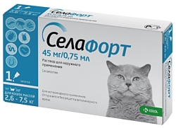 KRKA Селафорт Капли от блох, клещей и власоедов 45 мг для кошек массой 2.6-7.5 кг
