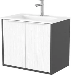 Тумба под умывальник Дабер 018 60 Т18.6.0.20Б (белый древесный/серый/ручка белая)