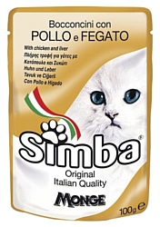Simba Пауч для кошек Курица с печенью (0.1 кг) 24 шт.