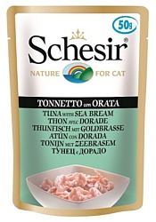 Schesir (0.05 кг) 1 шт. Кусочки в желе. Тунец с дорадой. Влажный корм для кошек