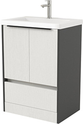 Тумба под умывальник Дабер 017 Тобага/Эридан/Артвин 60 Т17.6Т.0.20Ч (белый древесный/серый/черный)