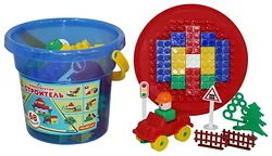 Конструктор Полесье Строитель 37190 Макси - 68 элементов (в ведерке)