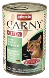 Animonda (0.4 кг) 6 шт. Carny Kitten для котят с говядиной, курицей и кроликом