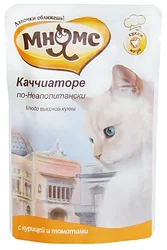Корм для кошек Мнямс (0.085 кг) 1 шт. Каччиаторе по-неаполитански Влажный корм для кошек (курица с томатами)