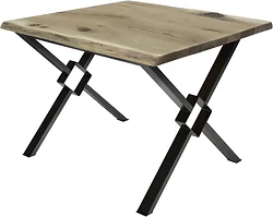 Кухонный стол Buro7 Икс-ромб 120 (с обзолом и сучками, дуб беленый/черный)