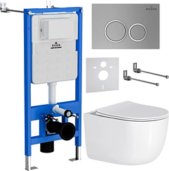 Унитаз Roxen Vortex Tornado в комплекте с инсталляцией StounFix Slim 6 в 1 964355 (кнопка: хром матовый)