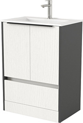 Тумба под умывальник Дабер 017 70 Т17.7.0.20Ч (белый древесный/серый/ручка черная)